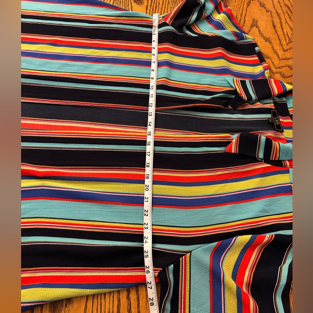 L&B Multicolor Striped Long Button-Front Top - Navy, Red, Yellow, Teal, Purple - Picture 6 of 11